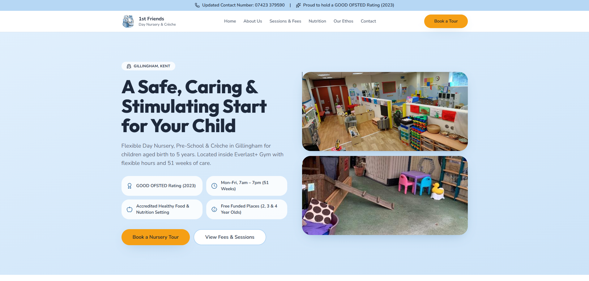 1st Friends Day Nursery after their new website by Craft & Code Digital